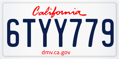 CA license plate 6TYY779