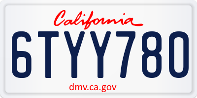 CA license plate 6TYY780