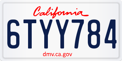 CA license plate 6TYY784