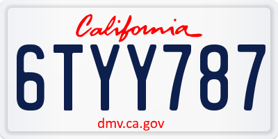 CA license plate 6TYY787