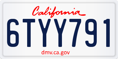 CA license plate 6TYY791