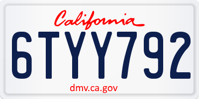 CA license plate 6TYY792