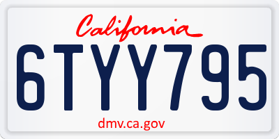 CA license plate 6TYY795