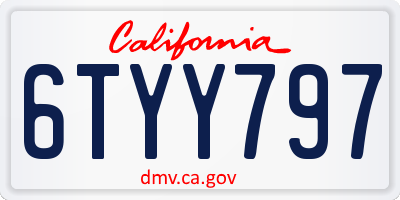 CA license plate 6TYY797