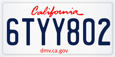 CA license plate 6TYY802