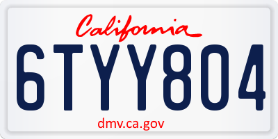CA license plate 6TYY804