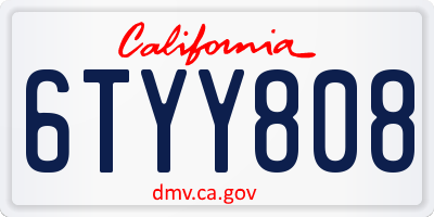 CA license plate 6TYY808