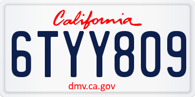 CA license plate 6TYY809