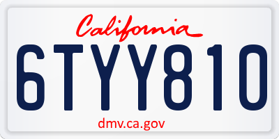 CA license plate 6TYY810