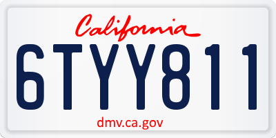 CA license plate 6TYY811