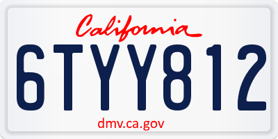CA license plate 6TYY812