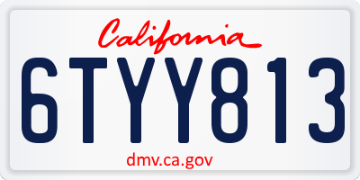CA license plate 6TYY813