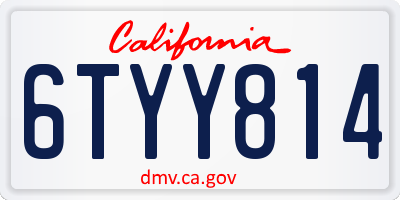 CA license plate 6TYY814