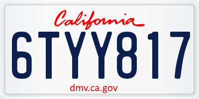 CA license plate 6TYY817
