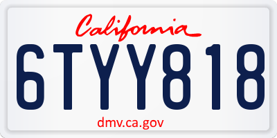 CA license plate 6TYY818