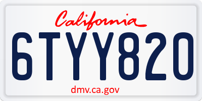 CA license plate 6TYY820