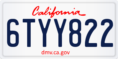 CA license plate 6TYY822