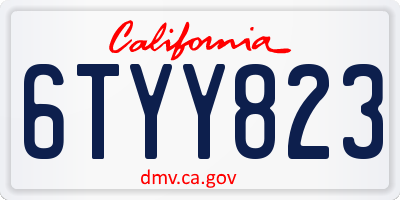 CA license plate 6TYY823