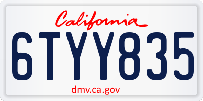 CA license plate 6TYY835