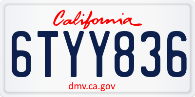 CA license plate 6TYY836