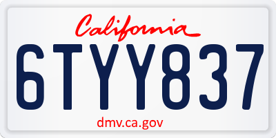 CA license plate 6TYY837