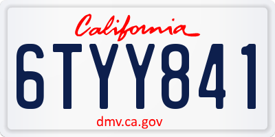 CA license plate 6TYY841
