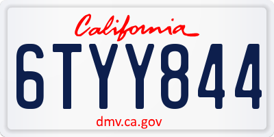 CA license plate 6TYY844