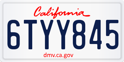 CA license plate 6TYY845