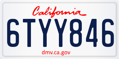 CA license plate 6TYY846