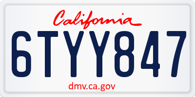 CA license plate 6TYY847