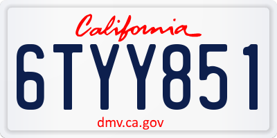 CA license plate 6TYY851