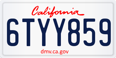 CA license plate 6TYY859