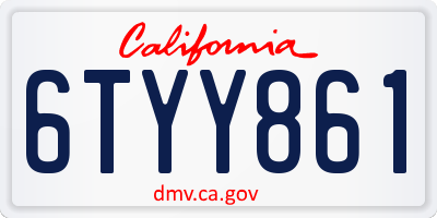 CA license plate 6TYY861