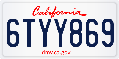 CA license plate 6TYY869