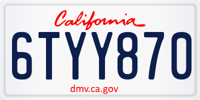 CA license plate 6TYY870