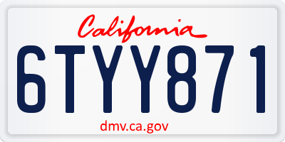 CA license plate 6TYY871