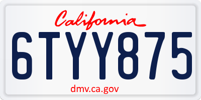 CA license plate 6TYY875