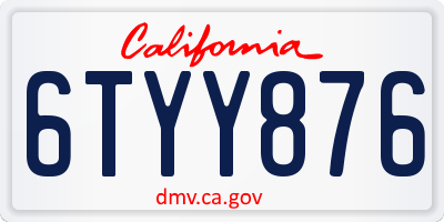 CA license plate 6TYY876