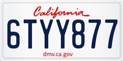 CA license plate 6TYY877