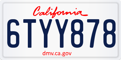 CA license plate 6TYY878