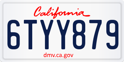 CA license plate 6TYY879