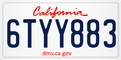 CA license plate 6TYY883
