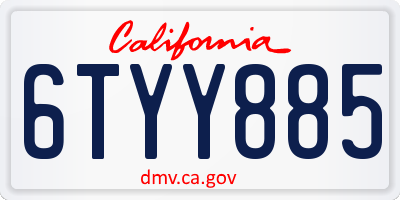 CA license plate 6TYY885
