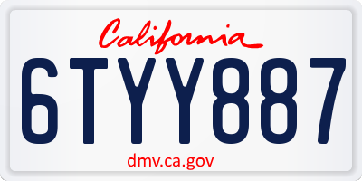 CA license plate 6TYY887