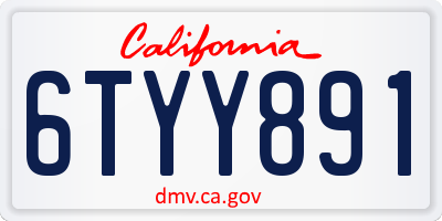 CA license plate 6TYY891