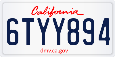 CA license plate 6TYY894