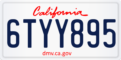 CA license plate 6TYY895