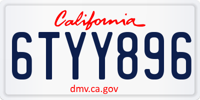 CA license plate 6TYY896
