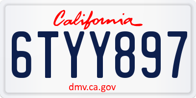 CA license plate 6TYY897