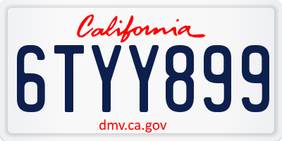 CA license plate 6TYY899